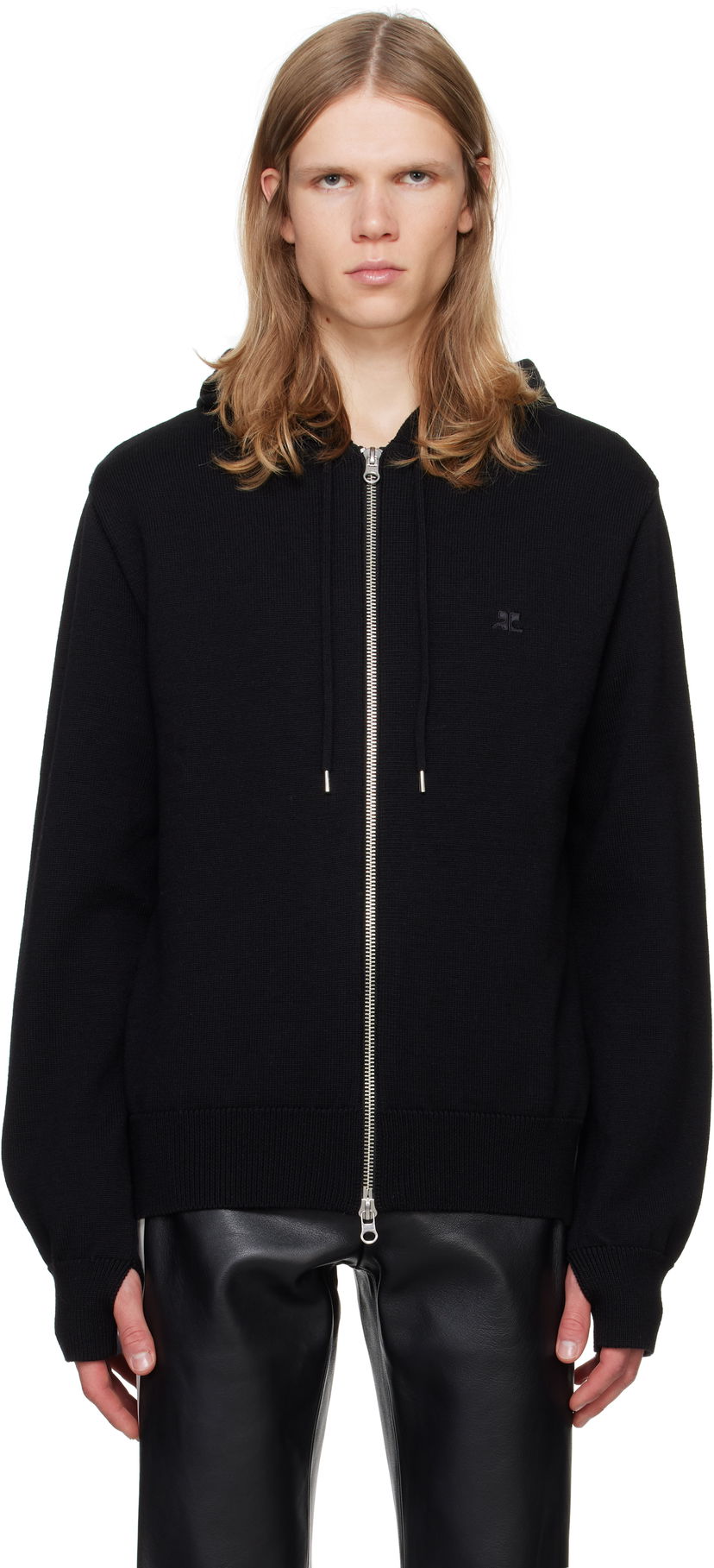 Sweatshirt Courrèges Zipped Wool Hoodie Sort | 324MHO034FI0036