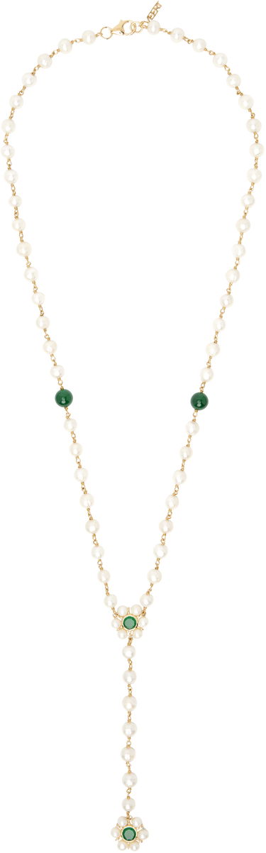 Halskæde VEERT 'The Macro Flower Pearl Rosary' Necklace Metalisk | JLG0012-YG, 0