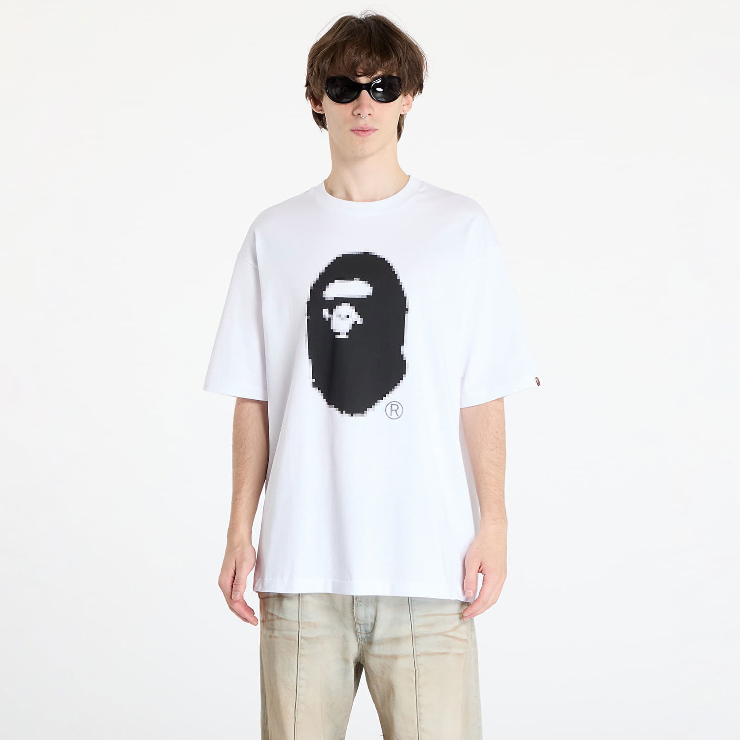 T-shirt BAPE Pixel Ape Head Relaxed Fit Tee Hvid | 001TEK801348M WHT, 0