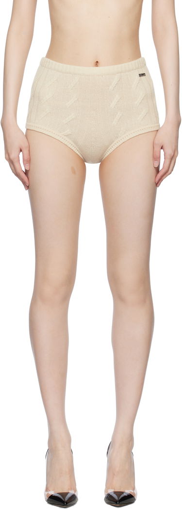 Trusser Blumarine Blumarine Braid Cable Knit Shorts Beige | P522P179A, 0