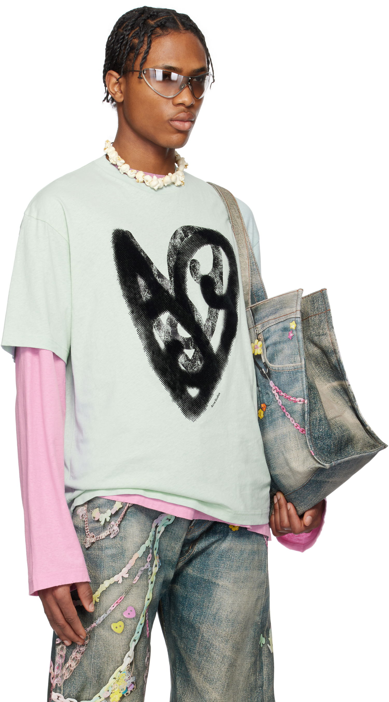 T-shirt Acne Studios Acne Studios Printed T-Shirt Grøn | CL0344-, 1