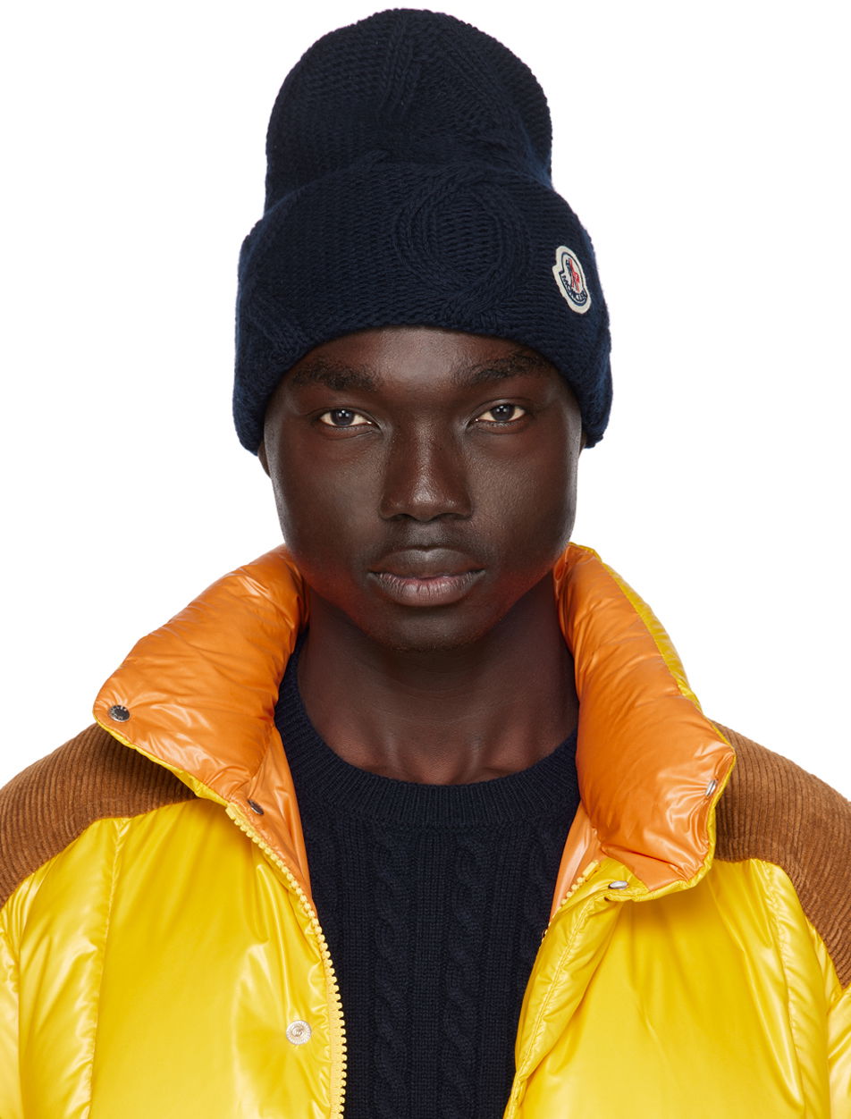 Beanie Moncler Patch Beanie Mørkeblå | I20913B00035M1115, 0