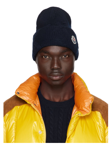Beanie Moncler Patch Beanie Mørkeblå | I20913B00035M1115