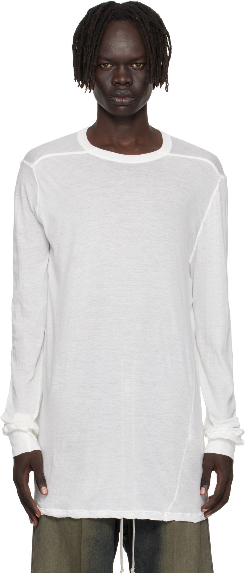 T-shirt Rick Owens Rick Owens Concordians Level Long Sleeve T-Shirt Hvid | RU02E1266 UC