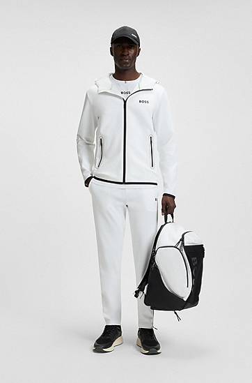 Joggingbukser BOSS BOSS Active Stretch-Gabardine Tracksuit Bottoms with Thermoregulating Technology Hvid | 50542940, 1