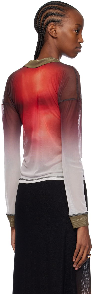 Polo skjorte Ottolinger Ottolinger Semi-Sheer Long Sleeve Polo Rød | 103401, 2
