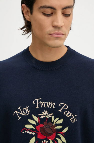 Sweater Drôle de Monsieur Embroidered Floral Graphic Sweatshirt Mørkeblå | E.PO162.WO007.NY, 4