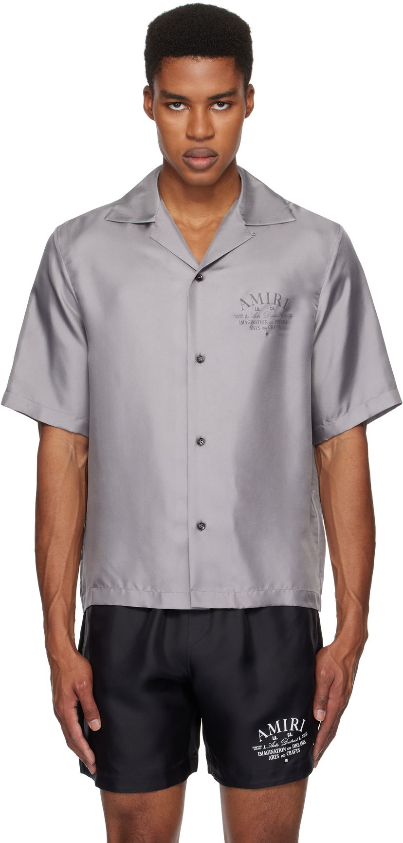 Skjorte AMIRI 'Arts District' Bowling Shirt Grå | AMSTBW1018