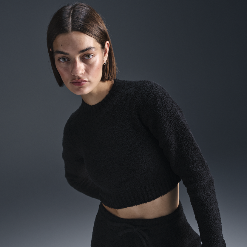 Crop top Nike Phoenix Cozy Bouclé Crop Top Sort | FZ1716-010