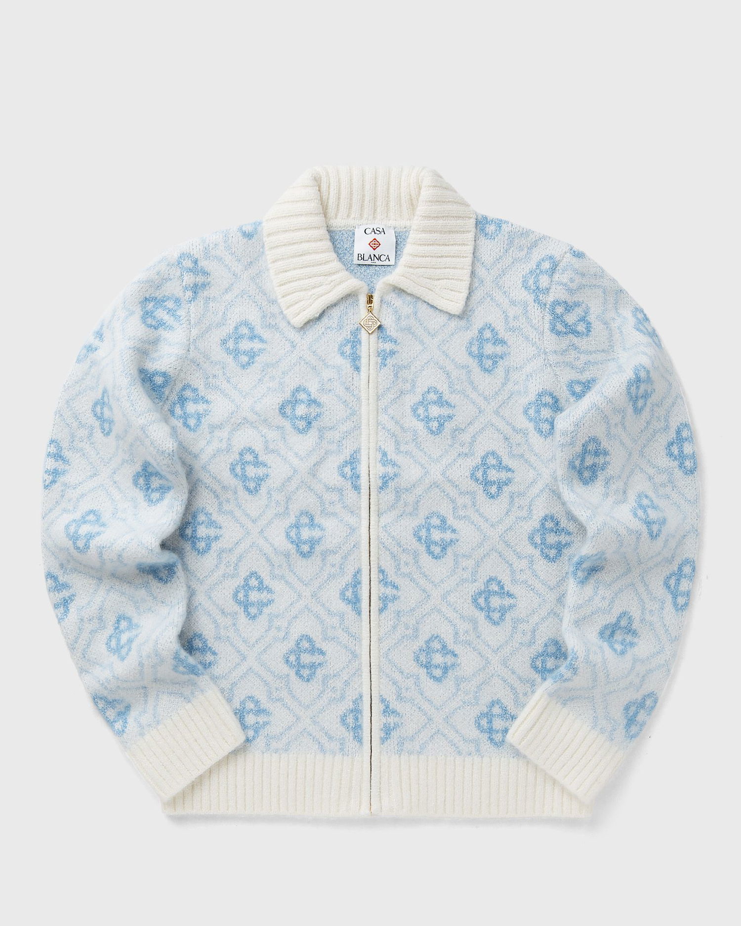 Sweater Casablanca Monogram Zip-Up Knit Sweater Blå | MPF25-KW-1005-01, 0