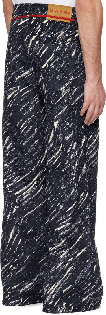 Bukser Marni Marni Flocked Denim Flared Jeans Mørkeblå | PUJU0019A0 UTC432, 2