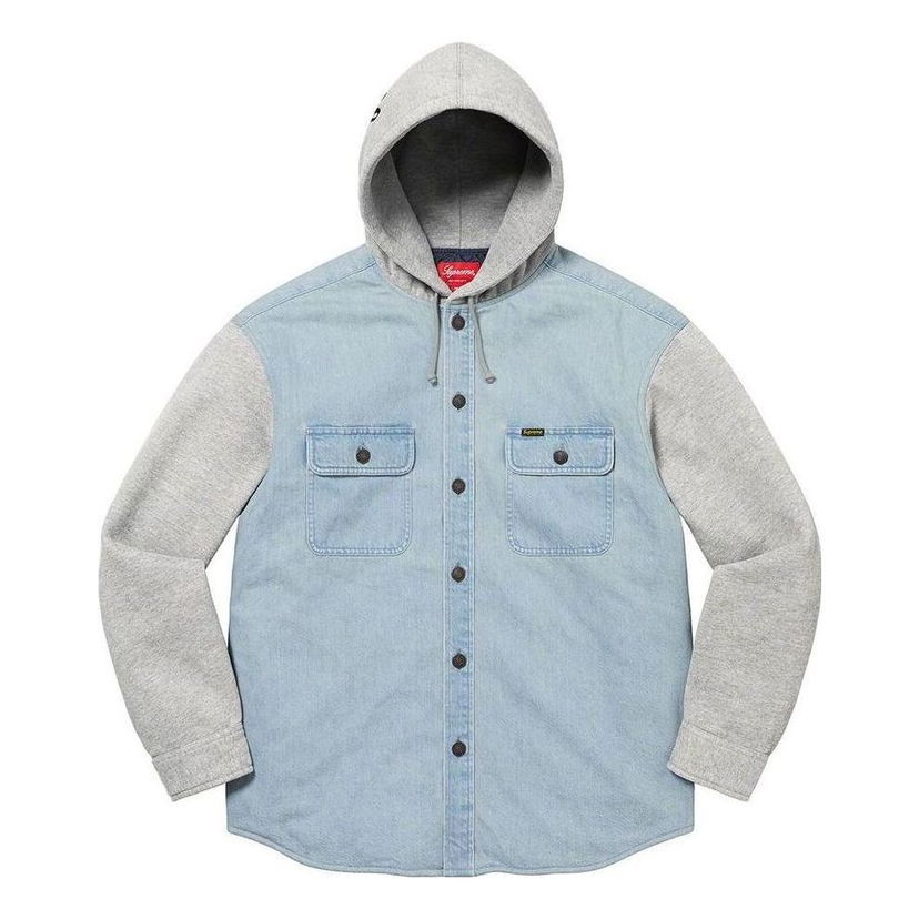 Skjorte Supreme Fleece Hooded Denim Shirt Blå | SUP-FW22-743