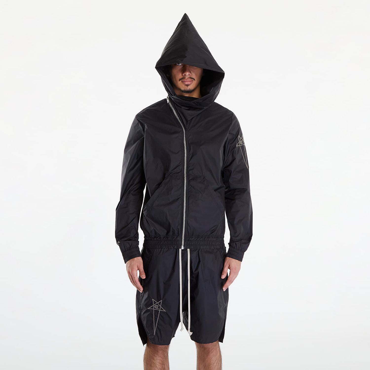 Vindjakke Rick Owens Champion x Mountain Hooded Jacket Black Sort | CM01D7824 CHNY 09, 0