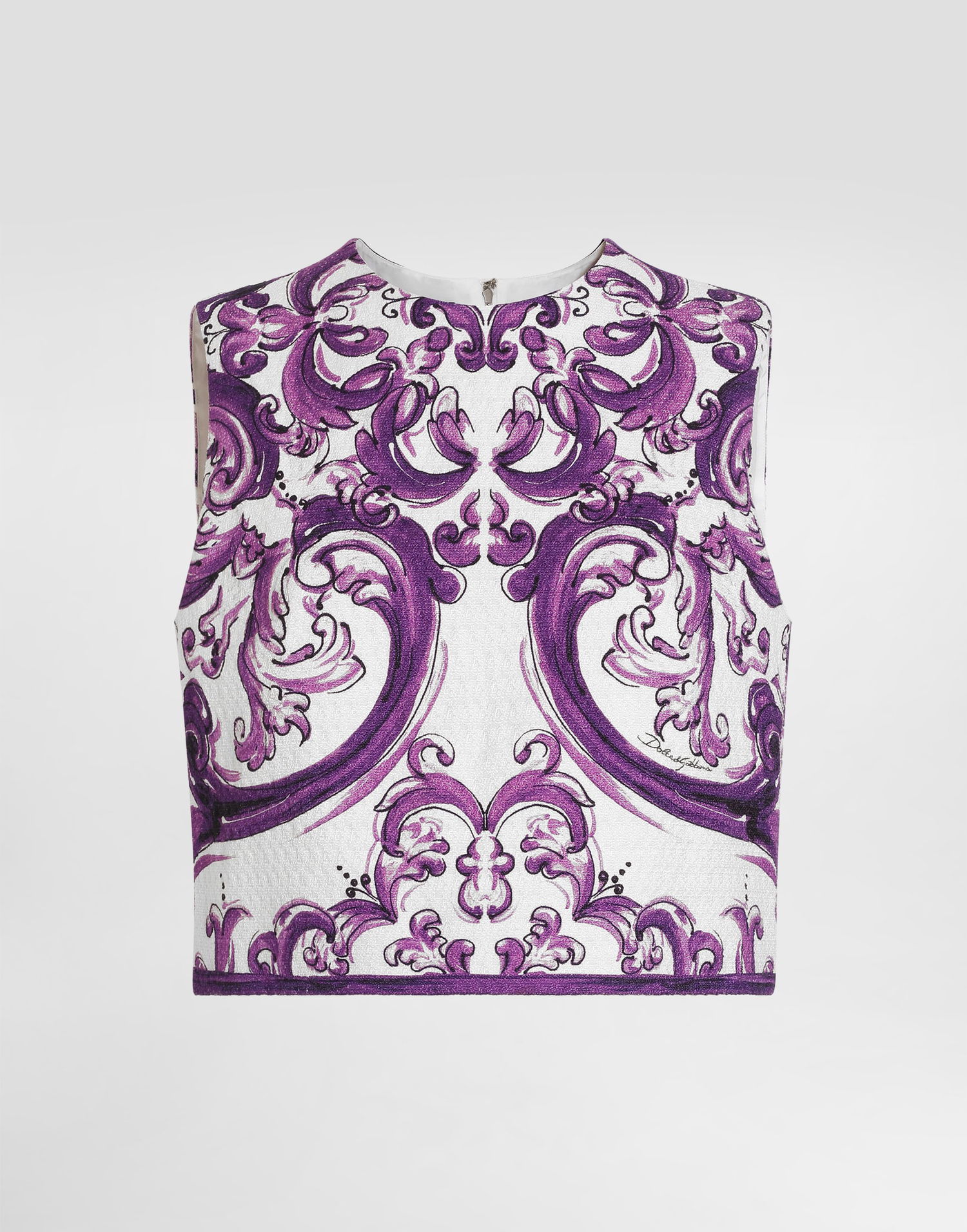 Crop top Dolce & Gabbana Dolce & Gabbana Majolica Print Crop Top Lilla | F7AU2TFP9AKHP5DQ, 0