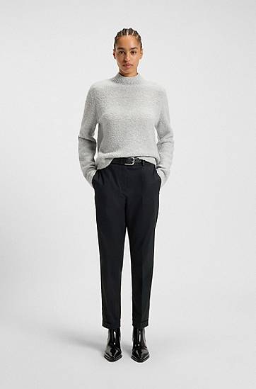 Bukser BOSS Regular Fit Flannel Trousers Mørkeblå | 50548280, 1
