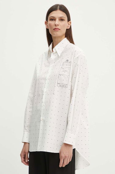 Skjorte Maison Margiela MM6 Relaxed Fit Shirt with Sketch Print Hvid | S52DT0014.S78157, 0
