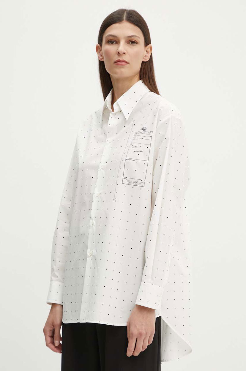 Skjorte Maison Margiela MM6 Relaxed Fit Shirt with Sketch Print Hvid | S52DT0014.S78157