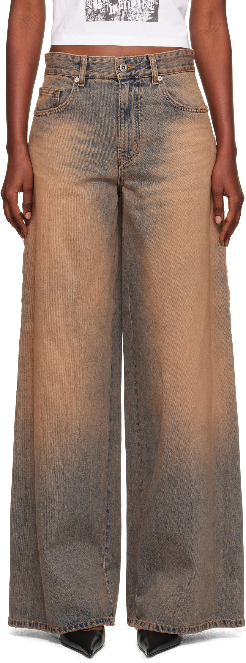 Jeans We11done We11done Wide Leg Jeans Brun | WD-DP2-25-339-W-BG