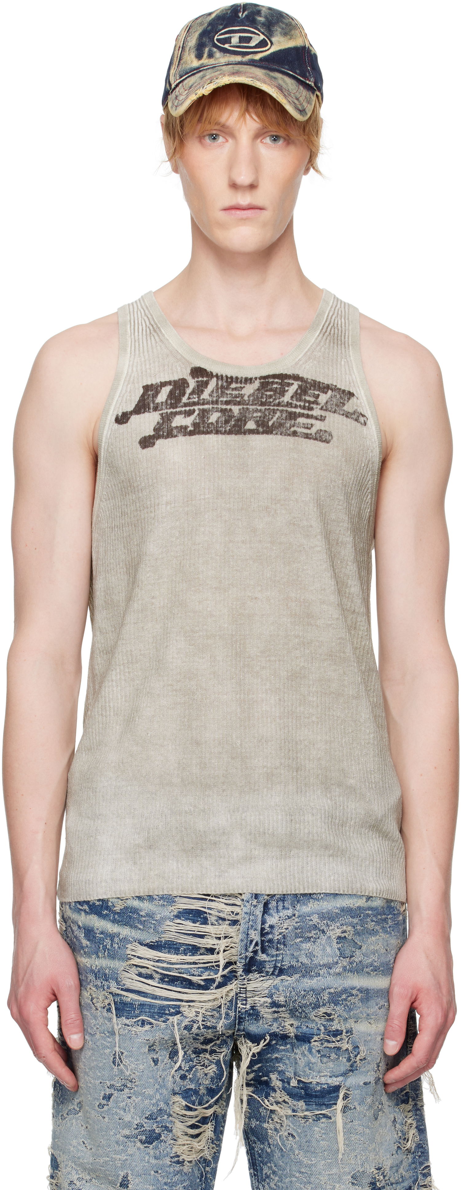 Tanktop Diesel Diesel K-Rick Graphic Print Tank Top Beige | A16875-0DBCU-7EX, 0