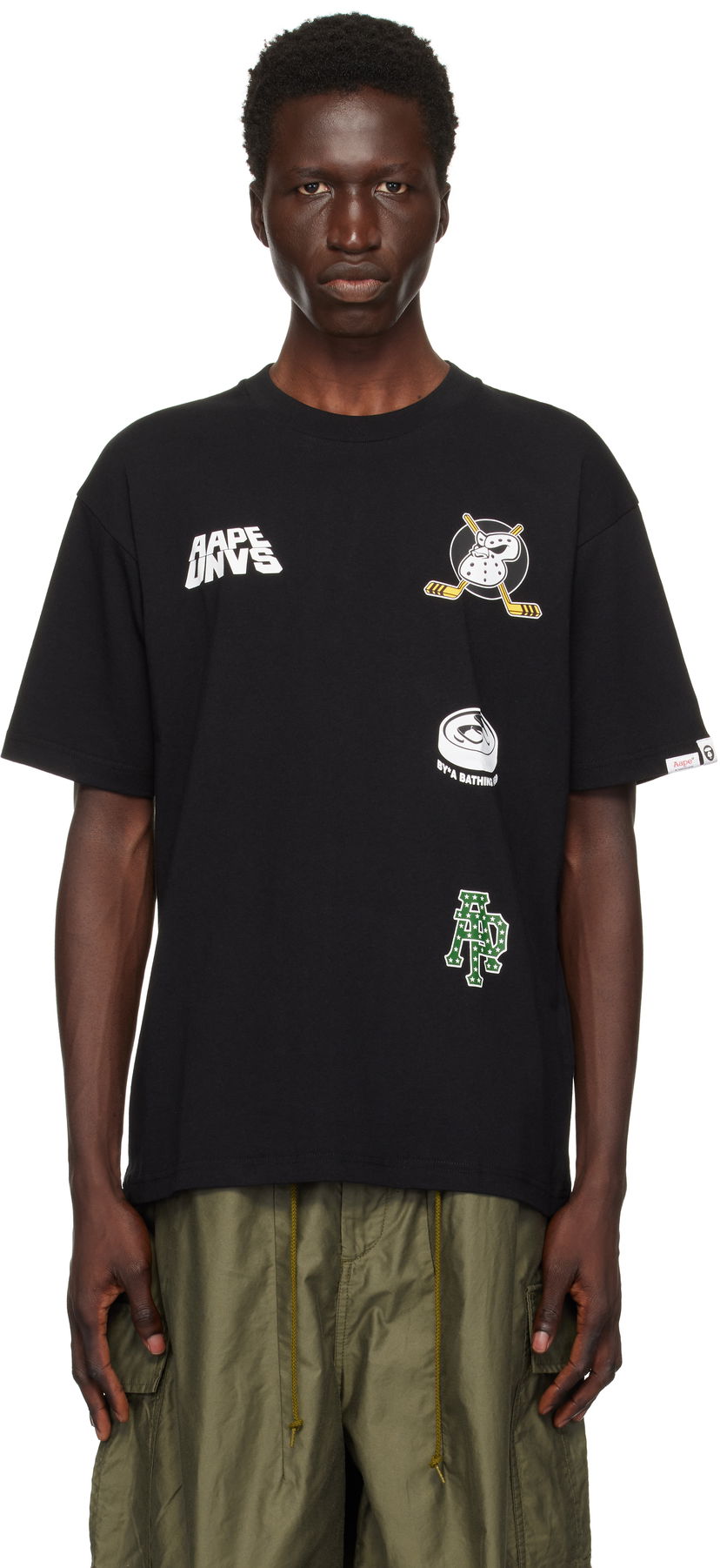 T-shirt AAPE by A Bathing Ape AAPE by A Bathing Ape Theme Graphic T-Shirt Sort | AAPTEM1550XXNBKX
