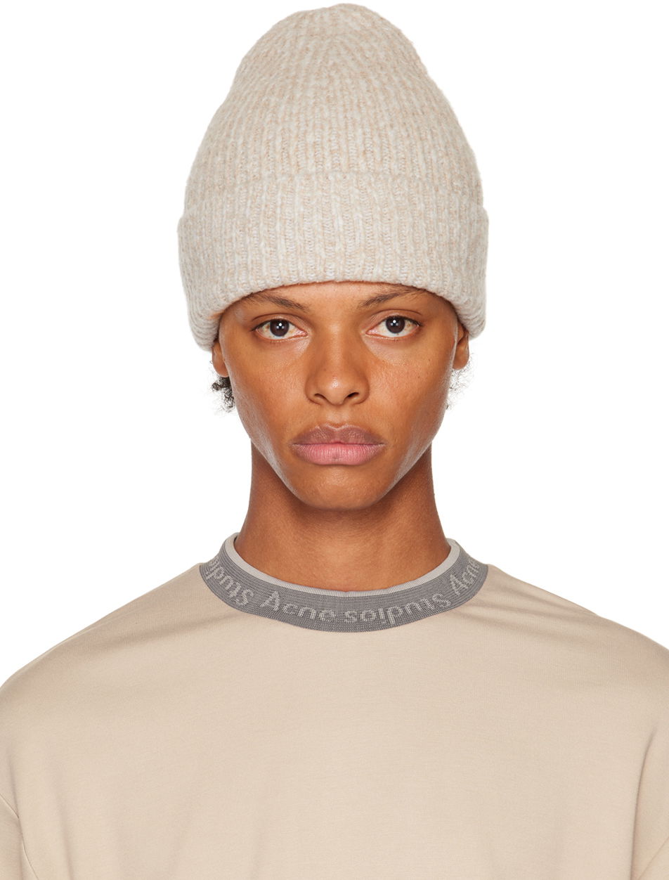 Beanie Acne Studios Ribbed Beanie Hvid | C40225-, 0