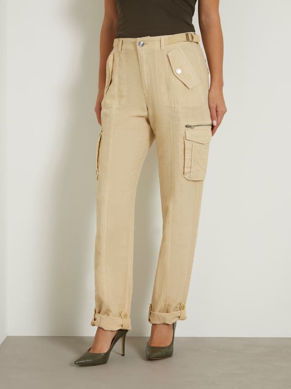 Cargo bukser GUESS Mid Rise Cargo Pant Beige | W4GA0AWG8N0
