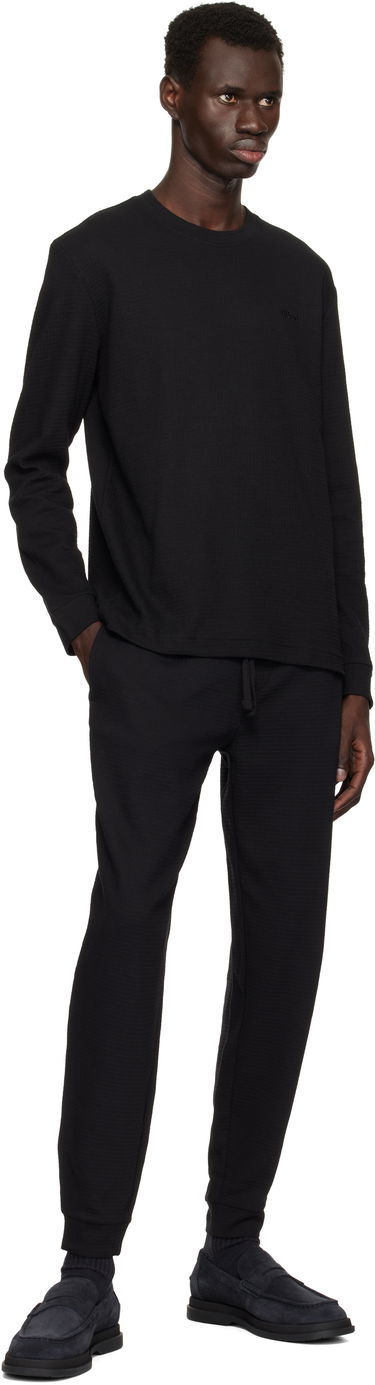 T-shirt BOSS Hugo Embroidered Logo Long Sleeve T-Shirt Sort | 50532022, 3