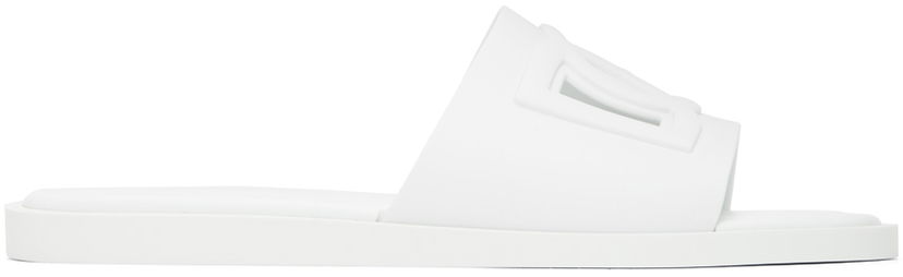 Sneakers og sko Dolce & Gabbana White Cutout Slides Hvid | CS2215AN994