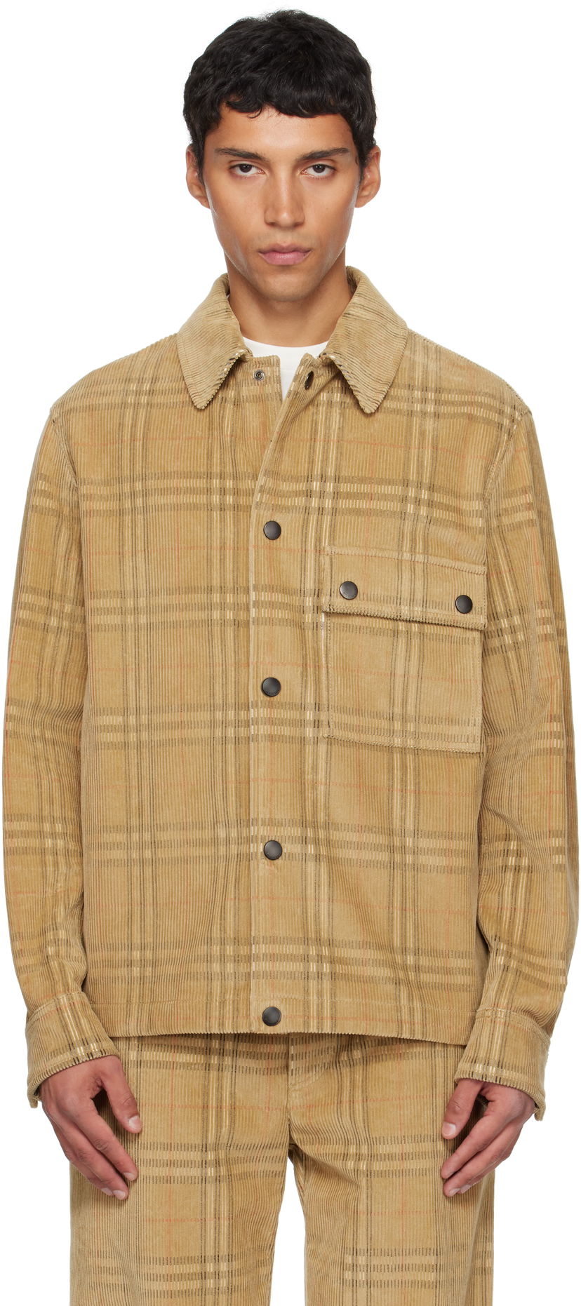 Skjorte Burberry Burberry Check Corduroy Overshirt Beige | 8113164