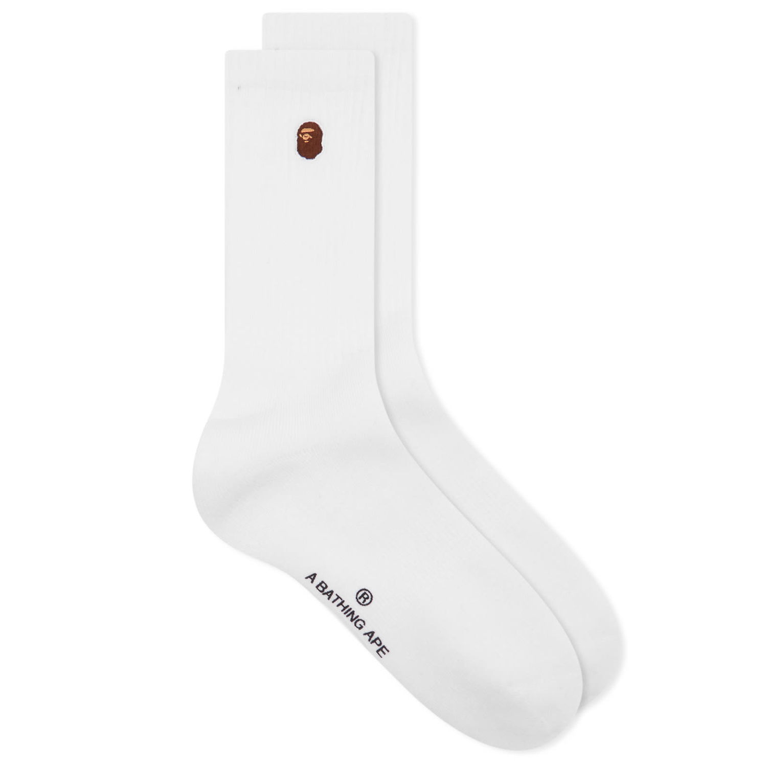 Sokker BAPE A Bathing Ape Ape Head One Point Socks Hvid | 001SOK302001L-WHT, 0