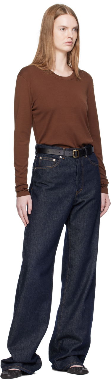 T-shirt LEMAIRE Rib Long Sleeve T-shirt Brun | TO1441 LJ1016, 4