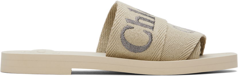 Skopleje CHLOÉ Chloé Woody Logo Slides Beige | CHC25S188QT