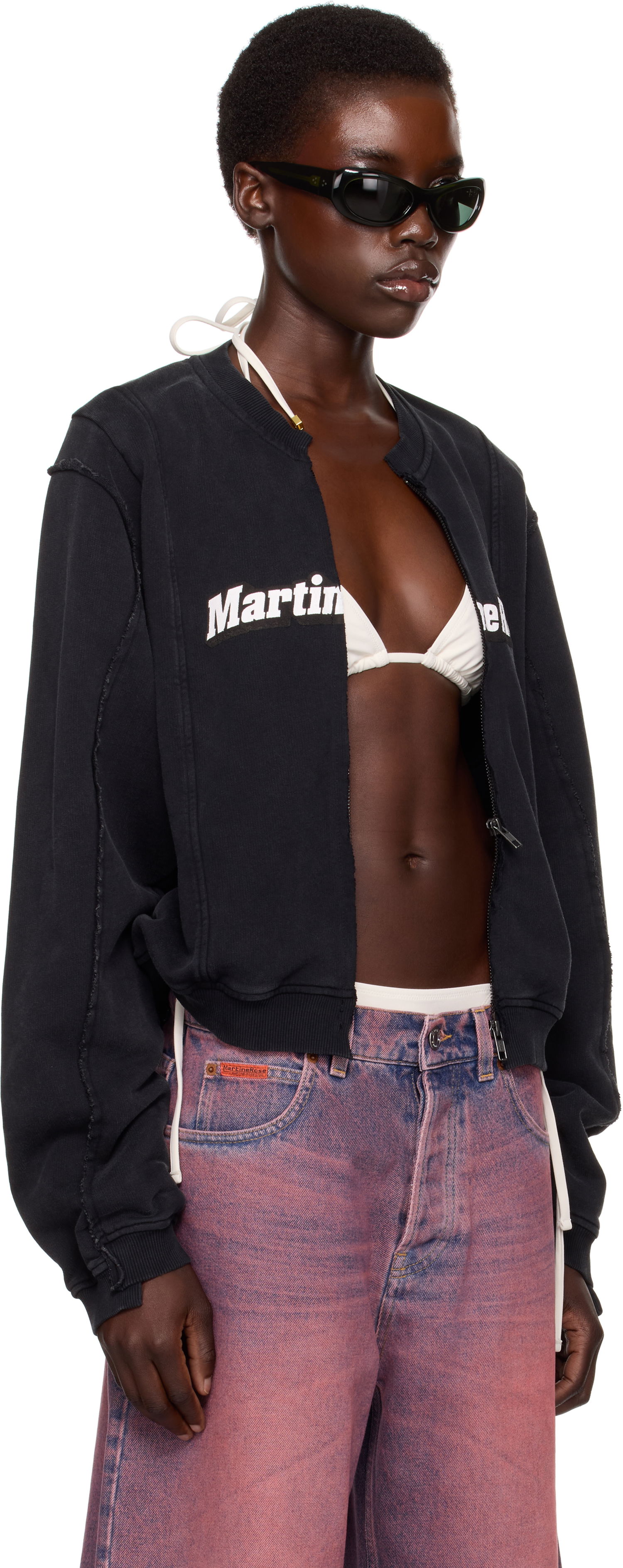 Jakke Martine Rose Martine Rose Shrunken Zip Up Crew Jacket Sort | 670JS02002, 1