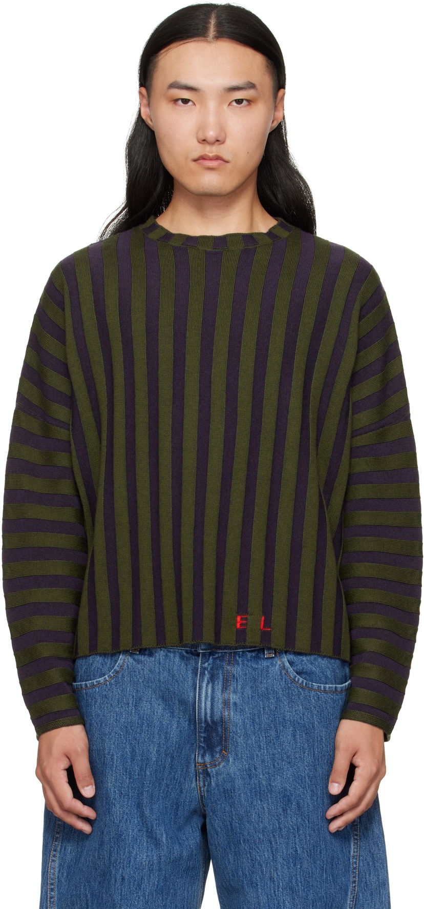 Sweater Eckhaus Latta Eckhaus Latta Striped Cropped Sweater Lilla | 8026-EL-PF25-M
