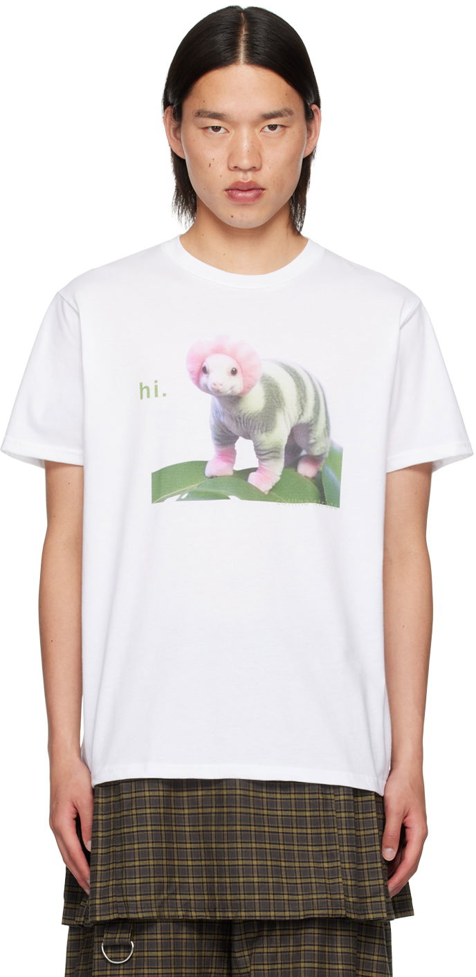 T-shirt Collina Strada Collina Strada 'Hi.' Graphic T-Shirt Hvid | XX3203