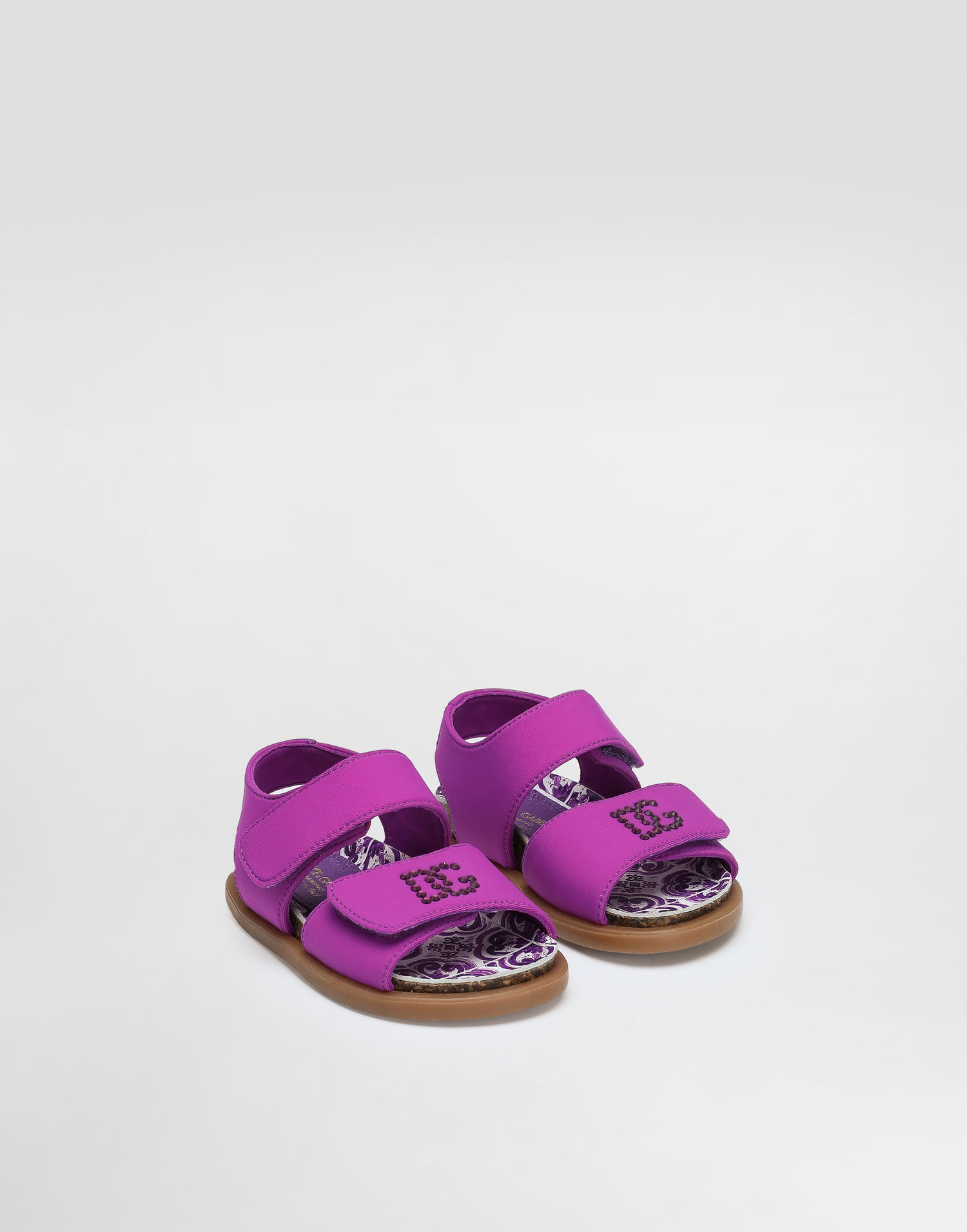 Tilbehør Dolce & Gabbana Dolce & Gabbana Majolica-Print Thermo-Rhinestone Sandals Lilla | D20085AA975I03TN, 1