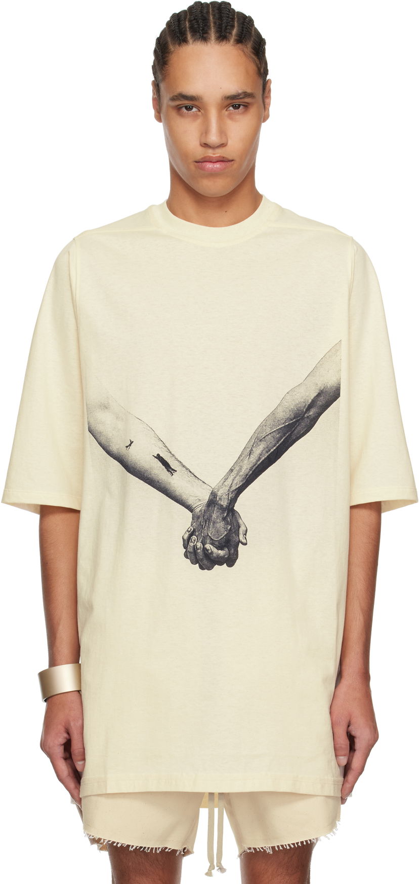 T-shirt Rick Owens Rick Owens Hollywood Jumbo T-Shirt Beige | RR01E5238 JNCP3
