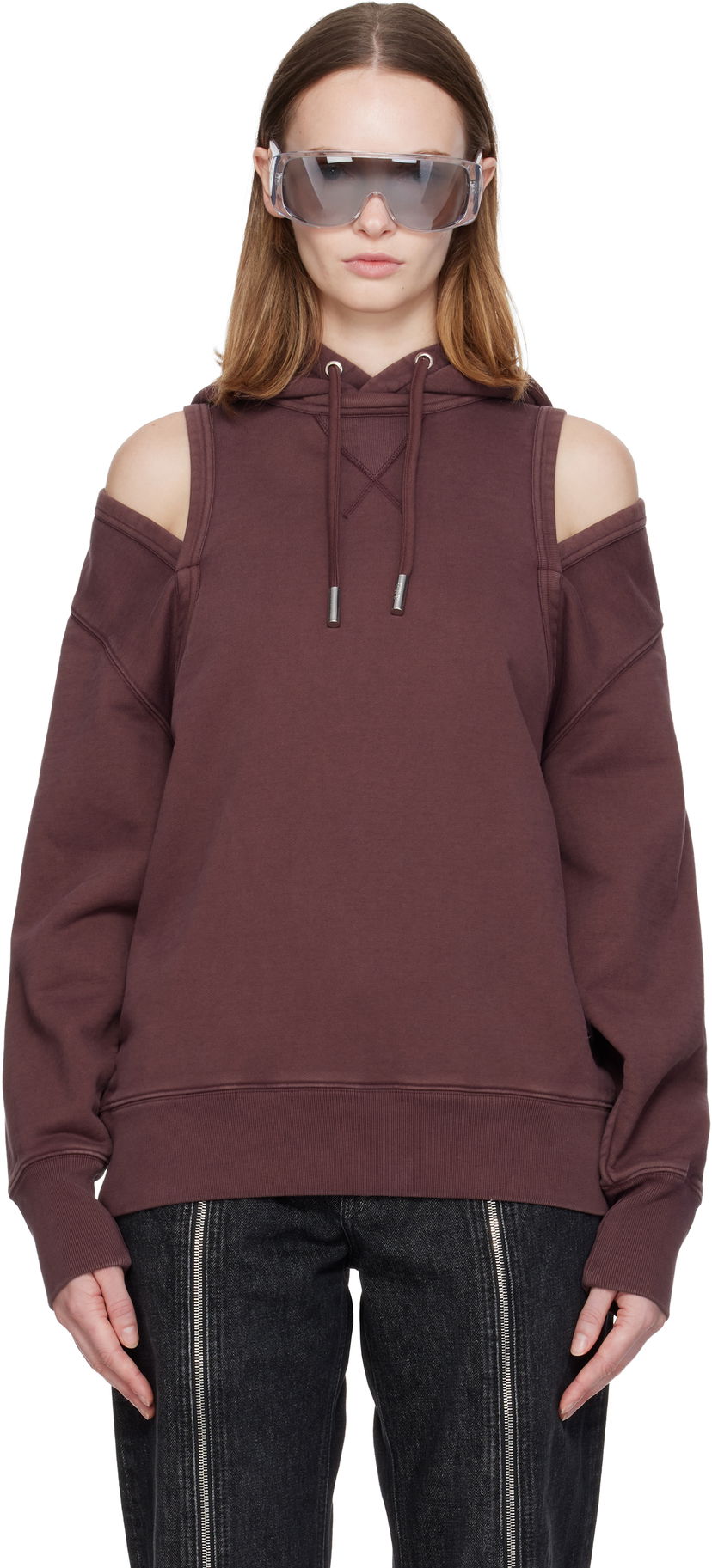 Sweatshirt Jean Paul Gaultier Jean Paul Gaultier Cut Out Hoodie Bourgogne | 25/04-W-TO361-J018-28
