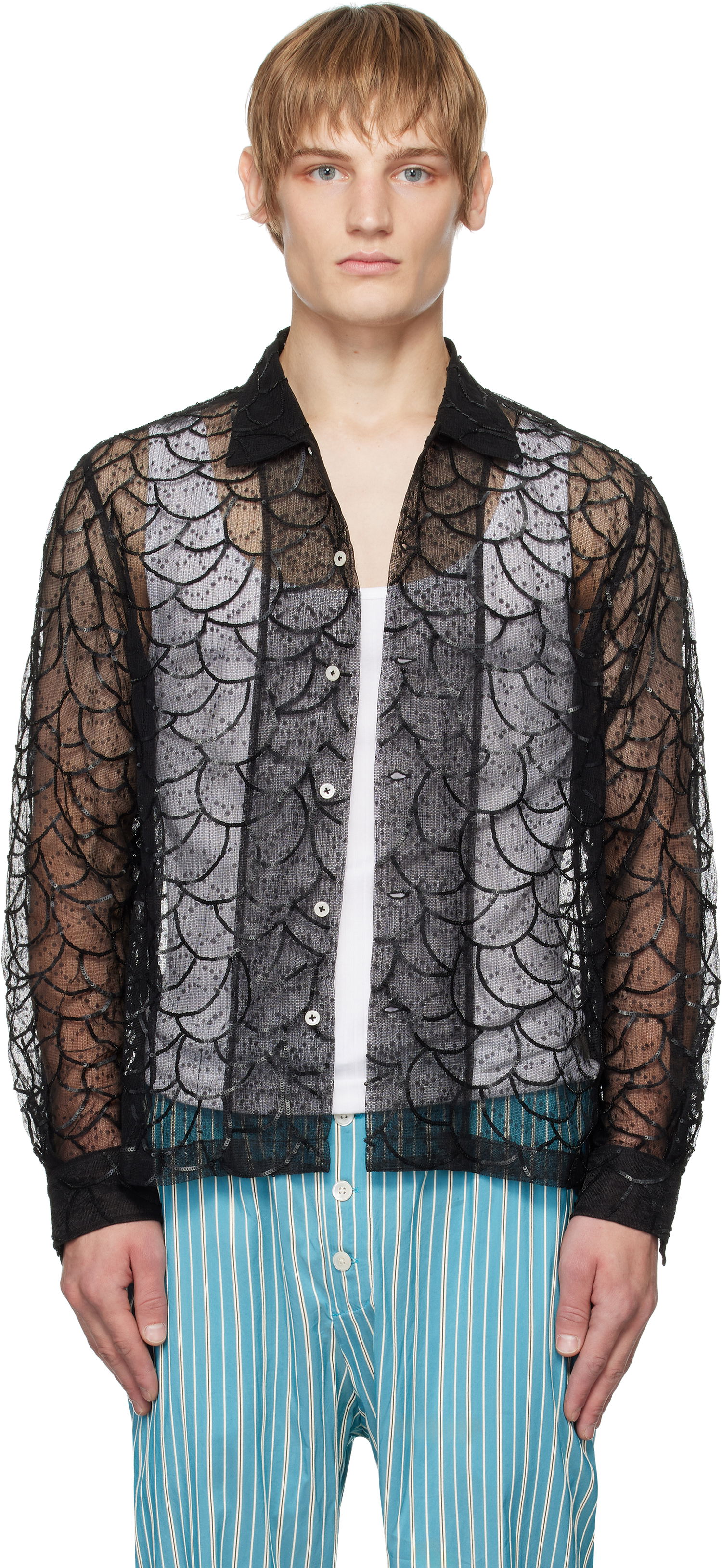 Skjorte Bode Long Sleeve Shirt Sort | MRF24SH052, 0
