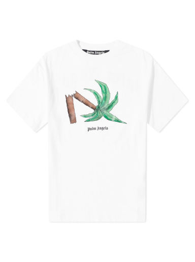 T-shirt Palm Angels Broken Palm Tee Hvid | PMAA001S22JER0220155