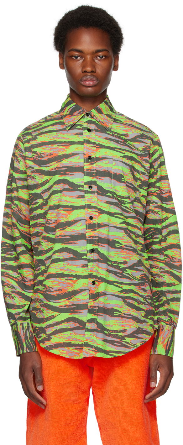 Skjorte ERL Abstract Print Long Sleeve Shirt Grøn | ERL06B005