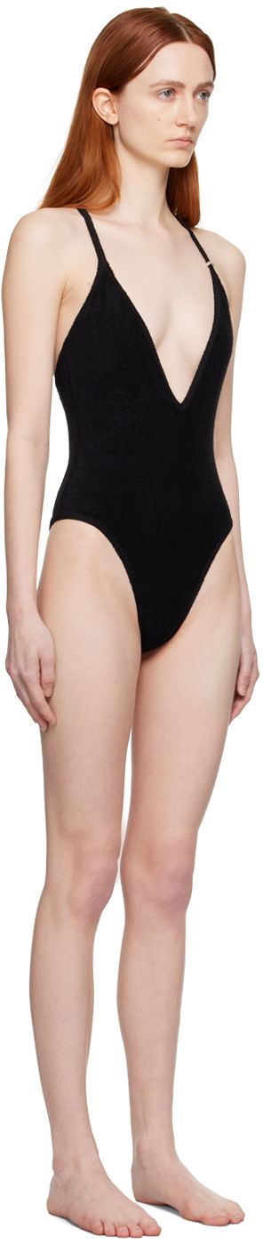 Badetøj The Attico Attico V-Neck One-Piece Swimsuit Sort | 233WBB71 C066, 1