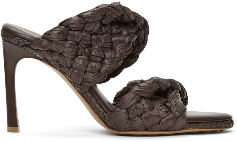 Sneakers og sko Bottega Veneta Bottega Veneta 'The Curve' Raffia Heeled Sandals Brun | 651398 V0GM0