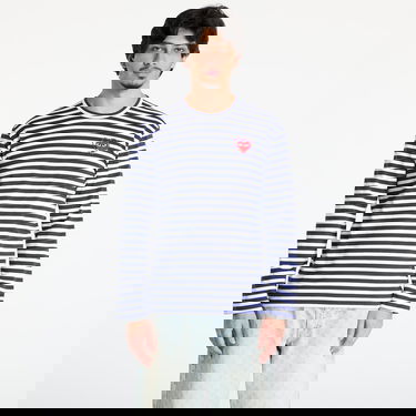 T-shirt Comme des Garçons Comme des Garçons PLAY Stripe Emblem Long Sleeve Tee Mørkeblå | AX-T806 NAVYxWHITE, 0
