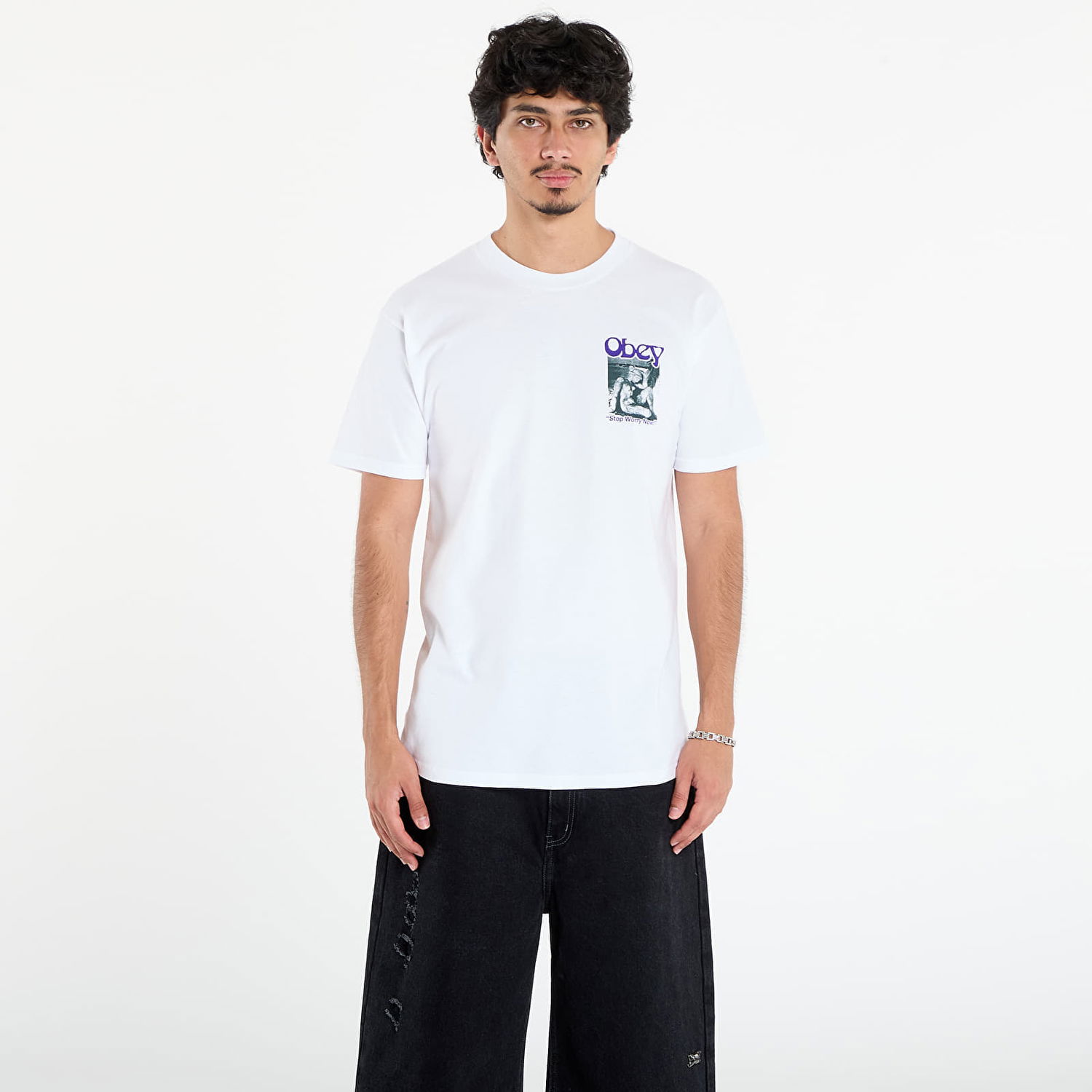 T-shirt OBEY OBEY Stop Worry Now T-Shirt Hvid | 165264127-WHT, 0