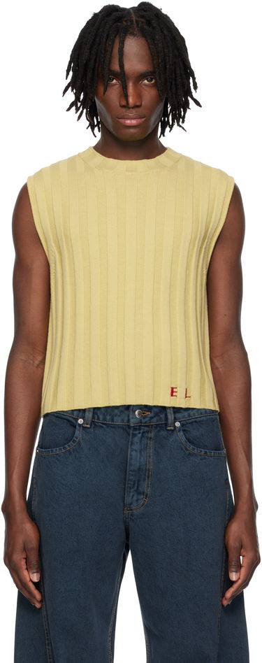 Sweater Eckhaus Latta Eckhaus Latta Knitted Cropped Vest Gul | 8025-EL-PS25-DO - DOMINO, 0