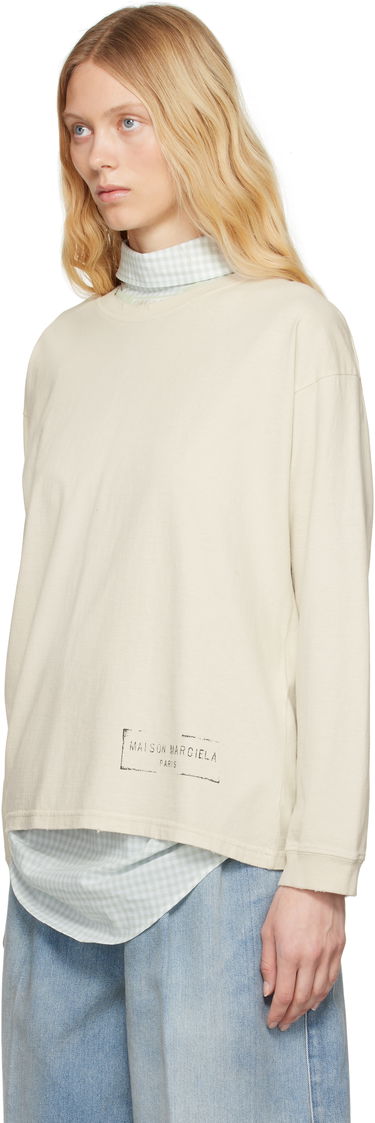 Sweater Maison Margiela Maison Margiela Printed Logo Long Sleeve T-Shirt Beige | S51GC0535 S24567, 3
