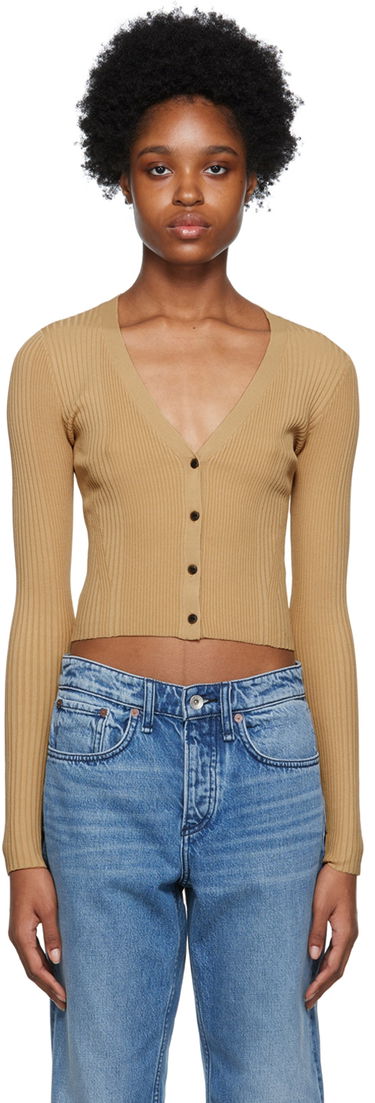 Sweater rag & bone Rib Knit Cardigan Brun | WAS22FS038WD38, 0