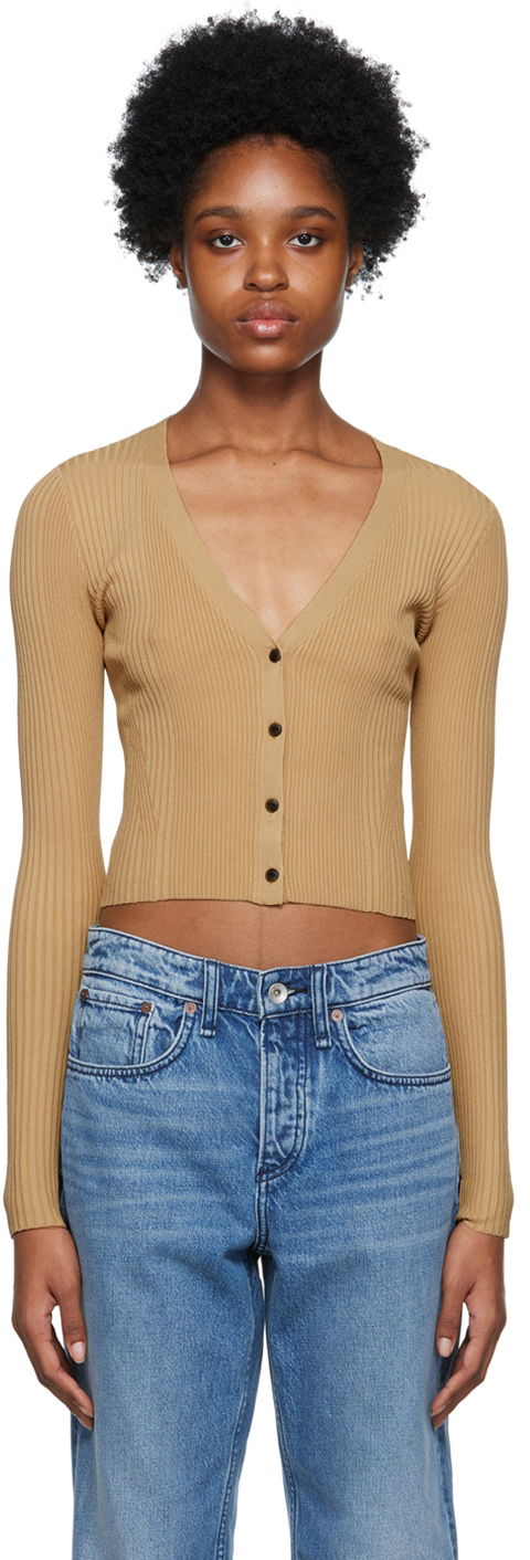 Sweater rag & bone Rib Knit Cardigan Brun | WAS22FS038WD38