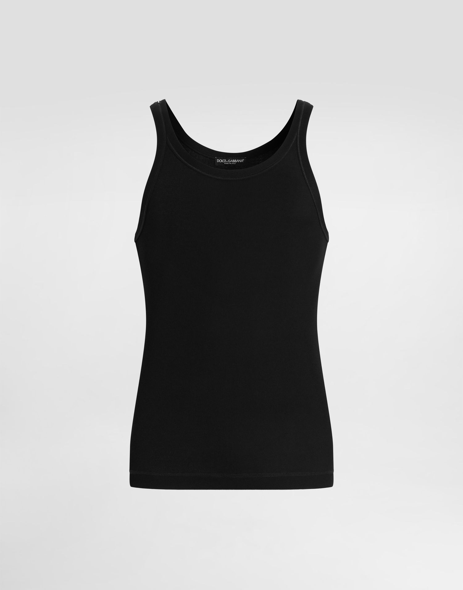 Tanktop Dolce & Gabbana Dolce & Gabbana Fine-Rib Slim-Fit Tank Top Sort | G8PA8TG7O6RN0000, 0